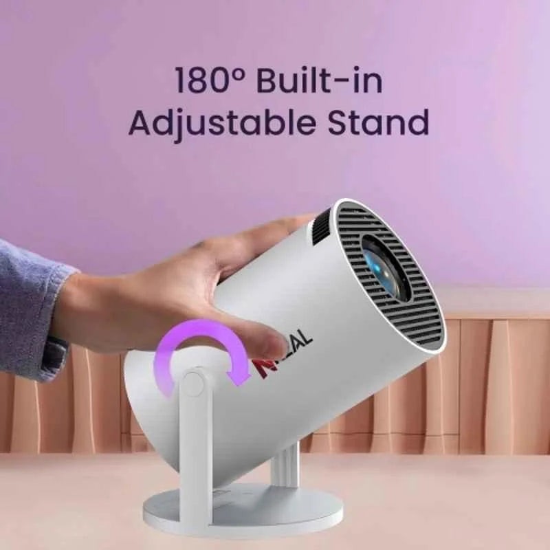 NReal Nova S 5000 Lumens Smart Mini Projector, 720p HD, 4K Support, Built-in Android, Stereo Speakers, Wi-Fi Bluetooth, Auto Wall Fit, Screen Mirroring