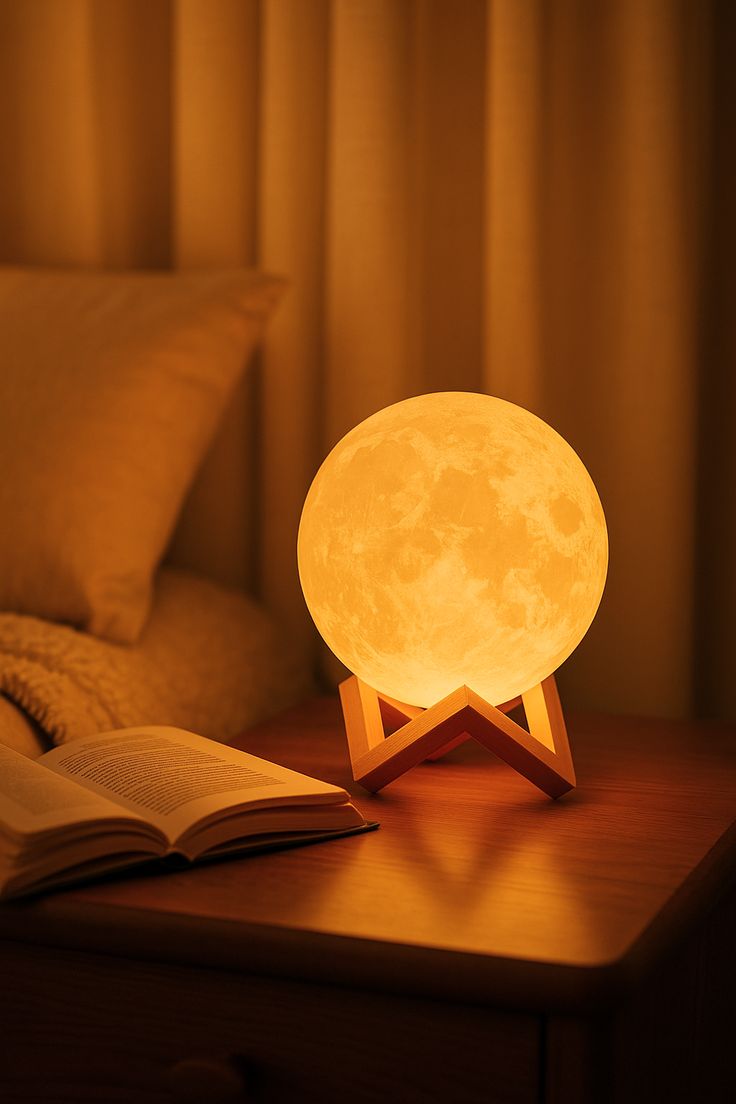 3D Moon Lamp 15cm with Wooden Stand | 7 Color Changing LED Touch Sensor Night Light | USB Rechargeable Moonlight Table Lamp for Bedroom, Kids, Home Décor, and Festival Gifts, valentine gift, couple gift, gift for couple,