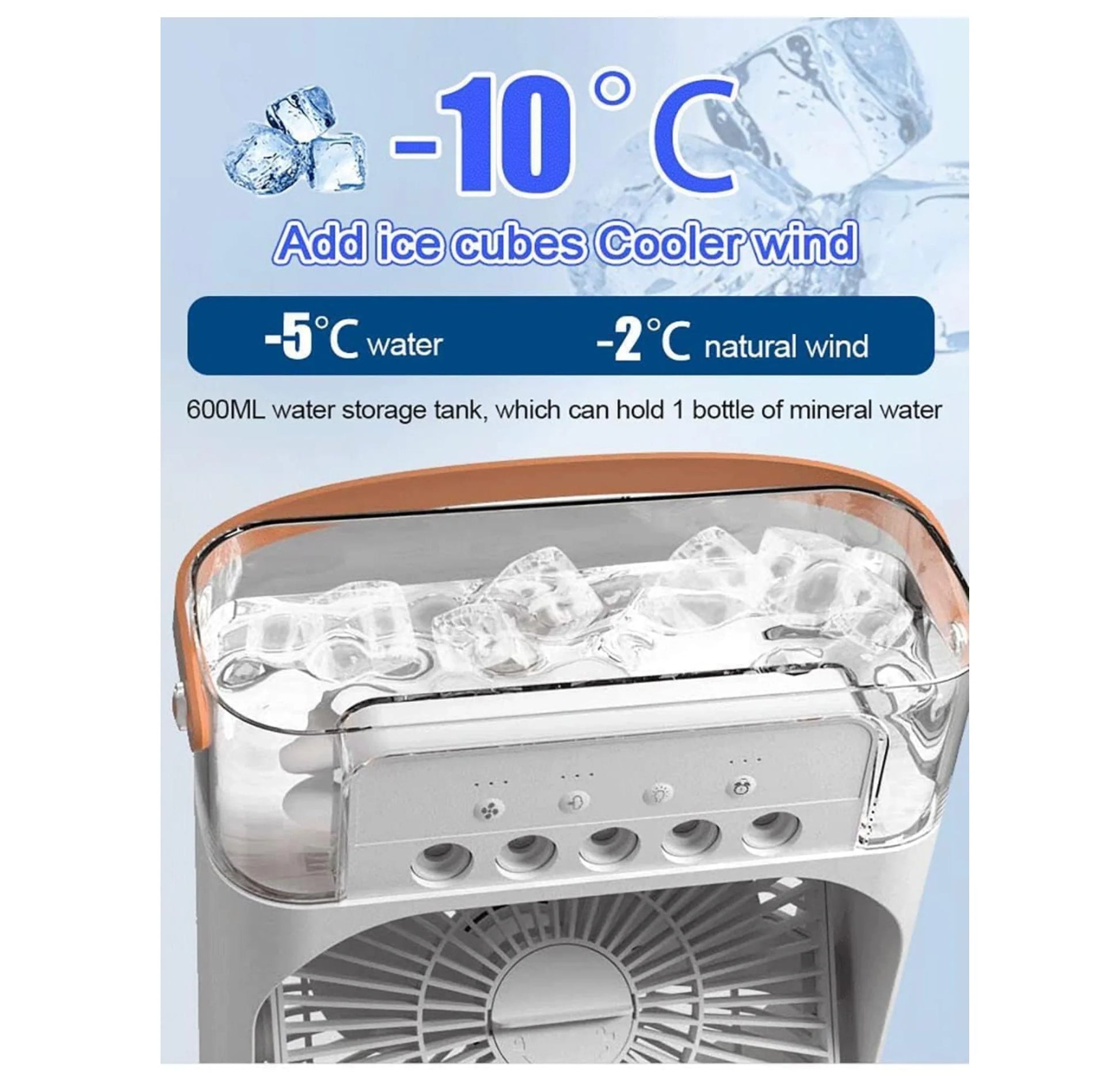 Air Conditioner Fan, Personal Mini Small Evaporative Air Cooler Desktop Cool Mist Humidifier with 7 Colors LED Light, 3 Speeds Modes for Room Office Home Travel - White_Multicolor